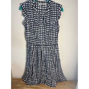 11.1 Tylho Womens Black White Grid Check Sleeveless Button Front Shirt Dress M